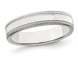 Ladies or Men's Sterling Silver 4mm Edge Design Wedding Band Ring